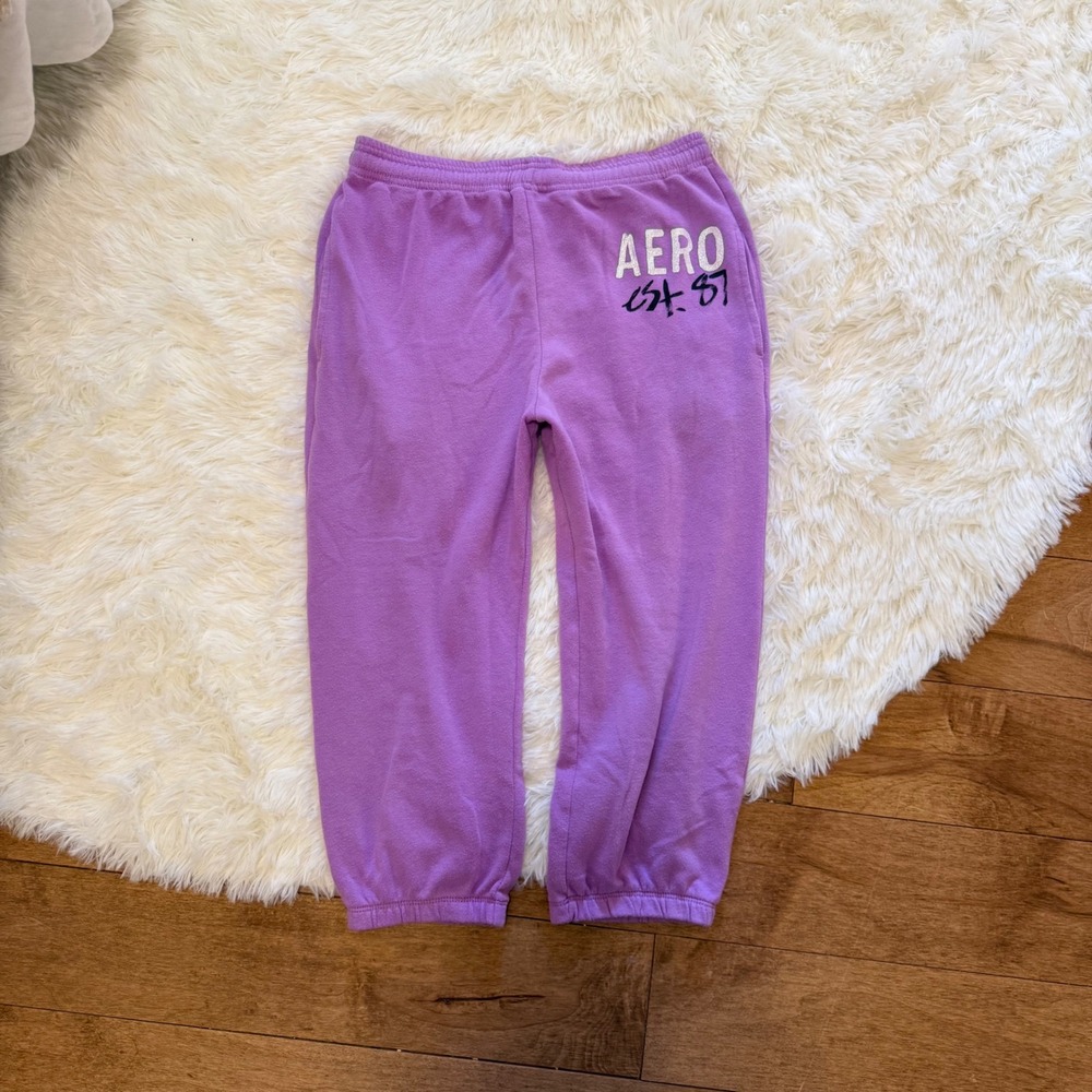 Womens Aeropostale Purple Graphic Sweatpants Y2K Loungewear Joggers Size XS